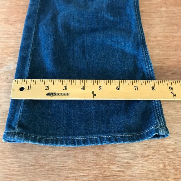 7 for All Mankind Flynt Flare Bootcut Jeans Women 14 Blue Low Rise Embroidered - Picture 9 of 16